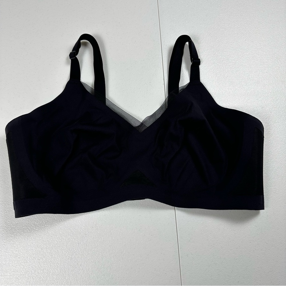 Honeylove Bra‎ Liftwear Crossover Mesh Wire Free Support Black 1X Missing Pads
